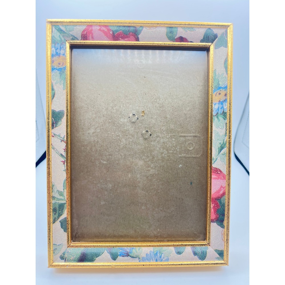 Intercraft Vintage Floral Picture Frame Gold Trim 5x7 Tabletop Easel Back